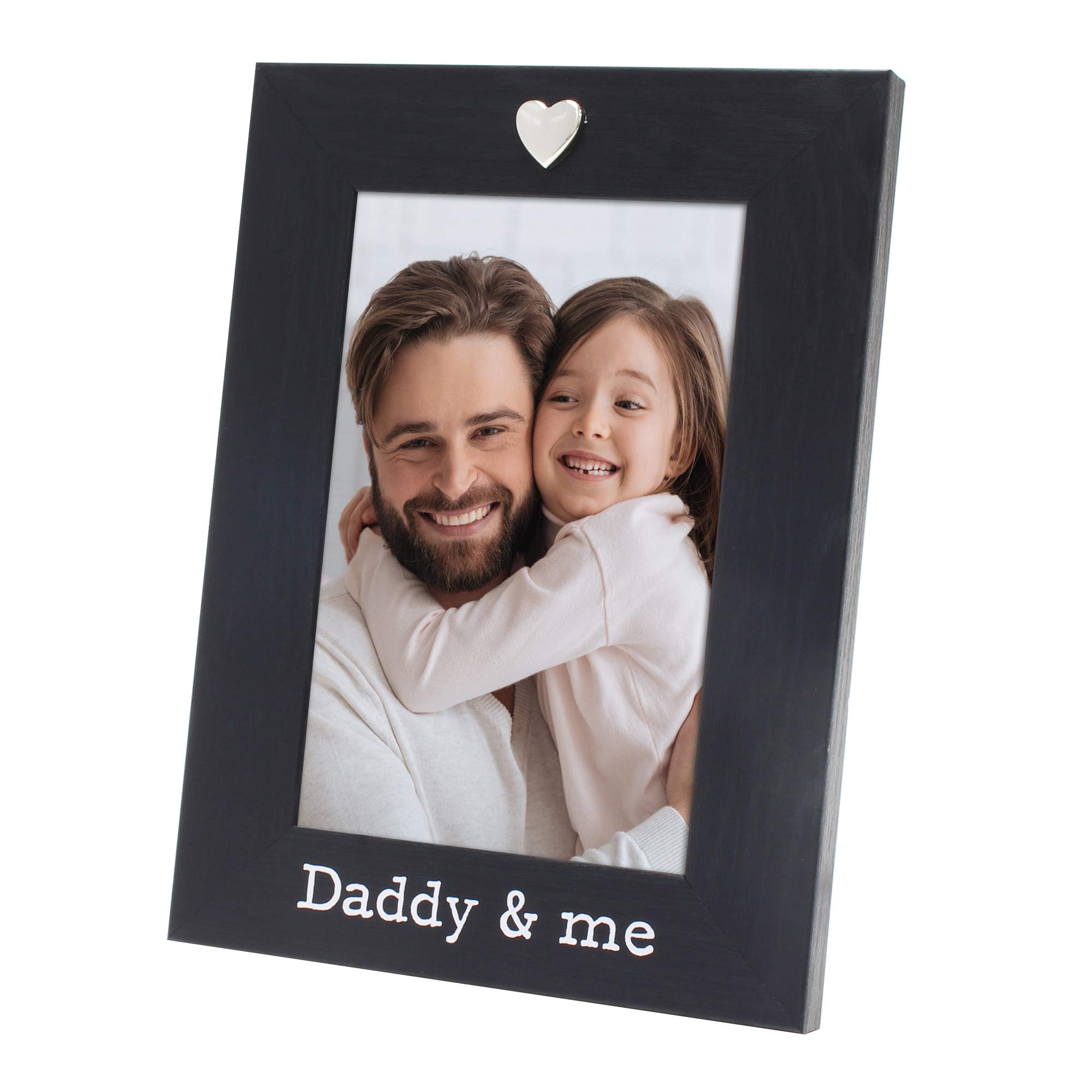 Daddy & Me Silver Heart Ornament Black 4x6 Picture Frame