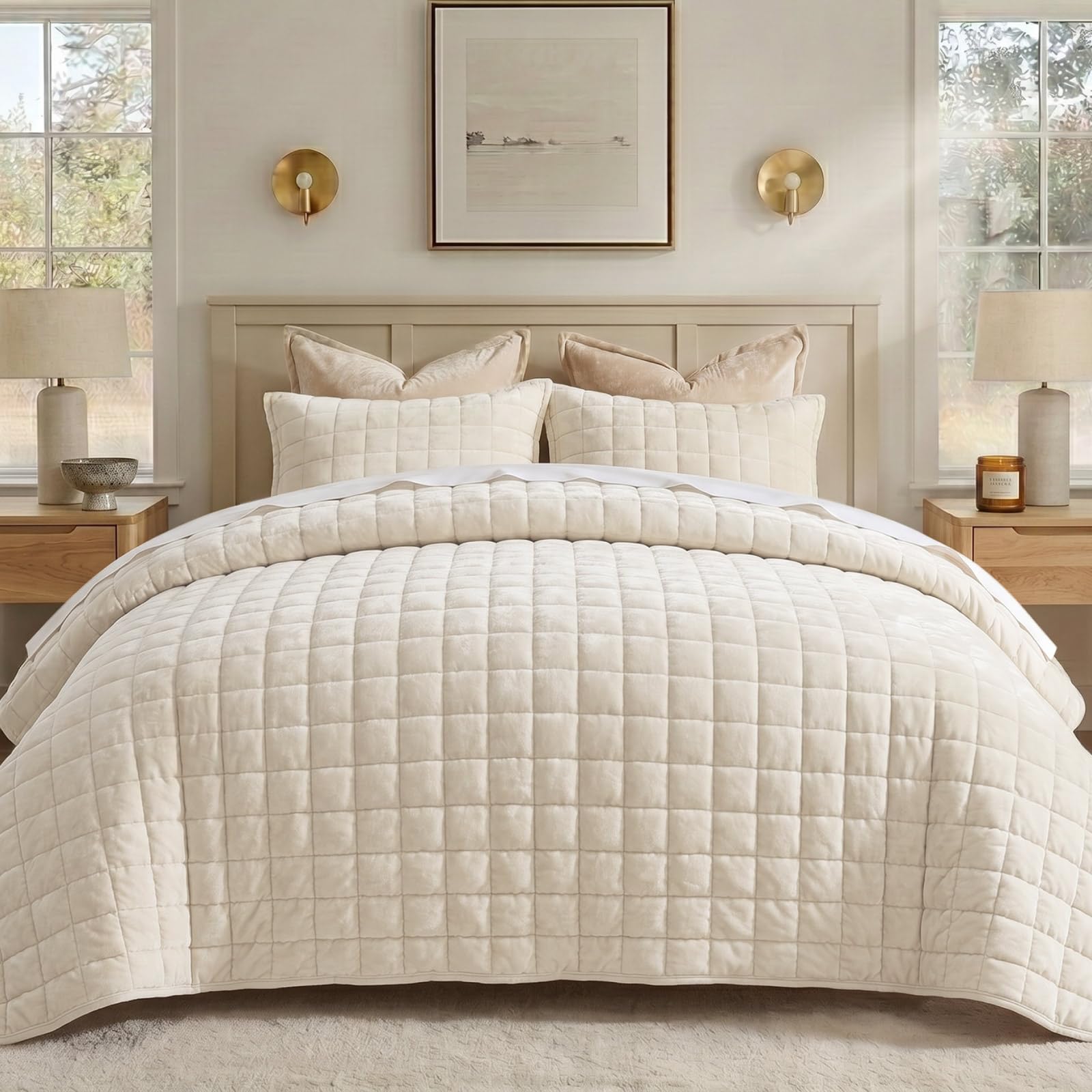 BEDELITE Velvet Quilt Set King Size