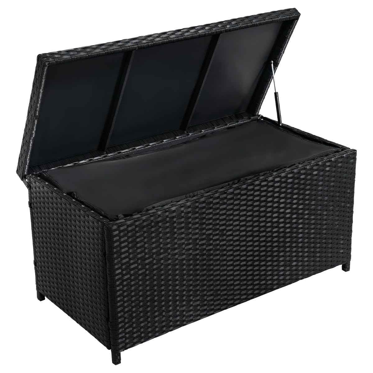 Outdoor 70 Gallon Wicker Storage Box with Waterproof Liner, Patio PE Rattan  Storage Container for Outside, Deck Box with Hinged Lid for Cushions
