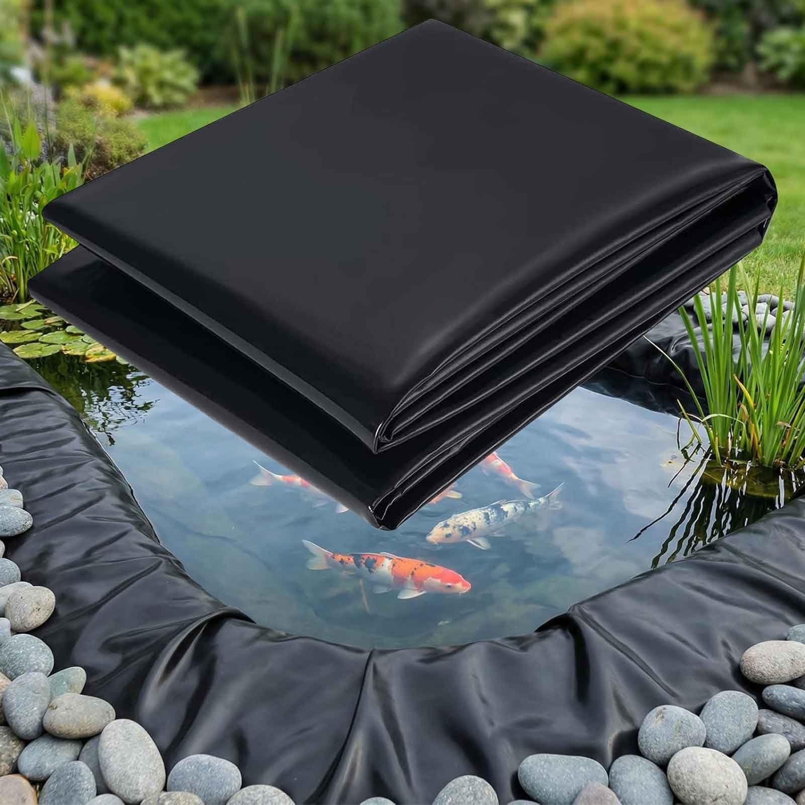 DMCHENGMA Pond Liner 5 Mil Heavy Duty HDPE Flexible Fish Film 6x7m/7x8m/8x10m Waterproof Membrane for Natural Looking Ponds, Aquaculture, Koi Ponds and Water Garden(2x2.5m(6.5x8.3ft))