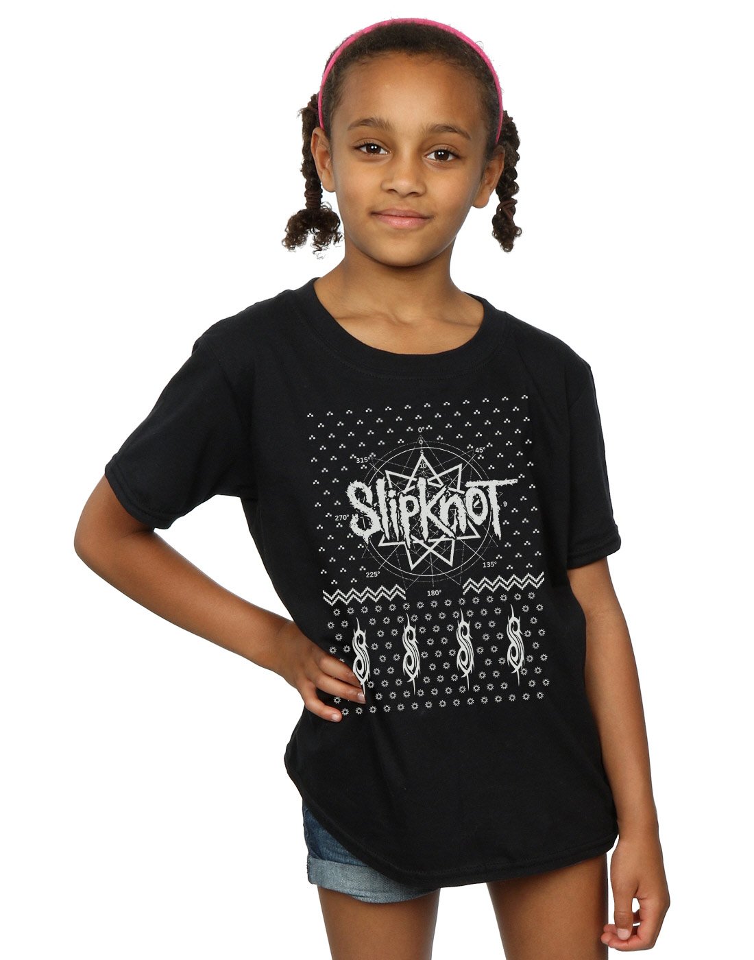 Slipknot Girls Black 9 Point Christmas T-Shirt 12-13 Years