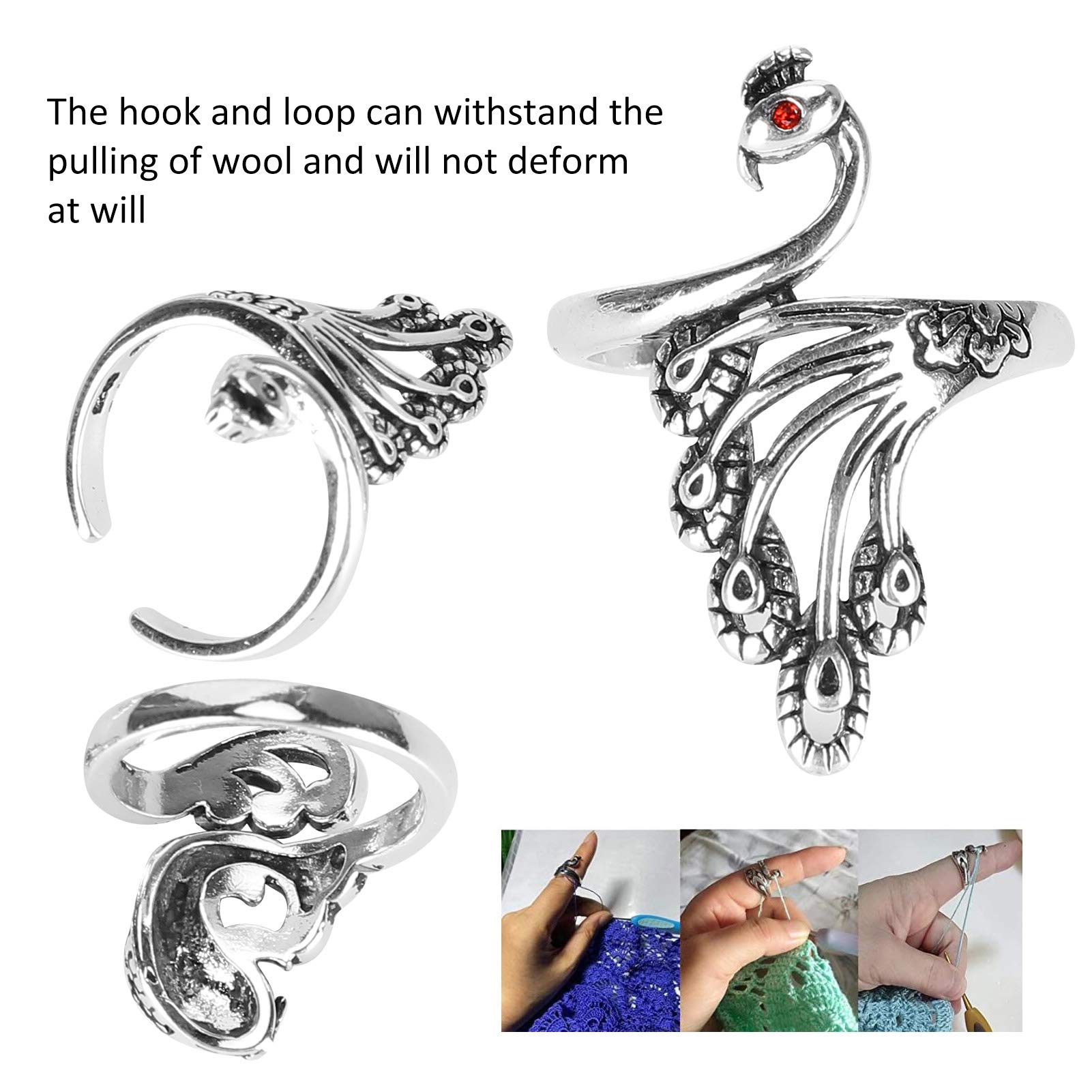 3Pcs Crochet-Hooks Adjustable Knitting Loop Ring Crochet Loops Yarn Finger Holder Sewing Tools