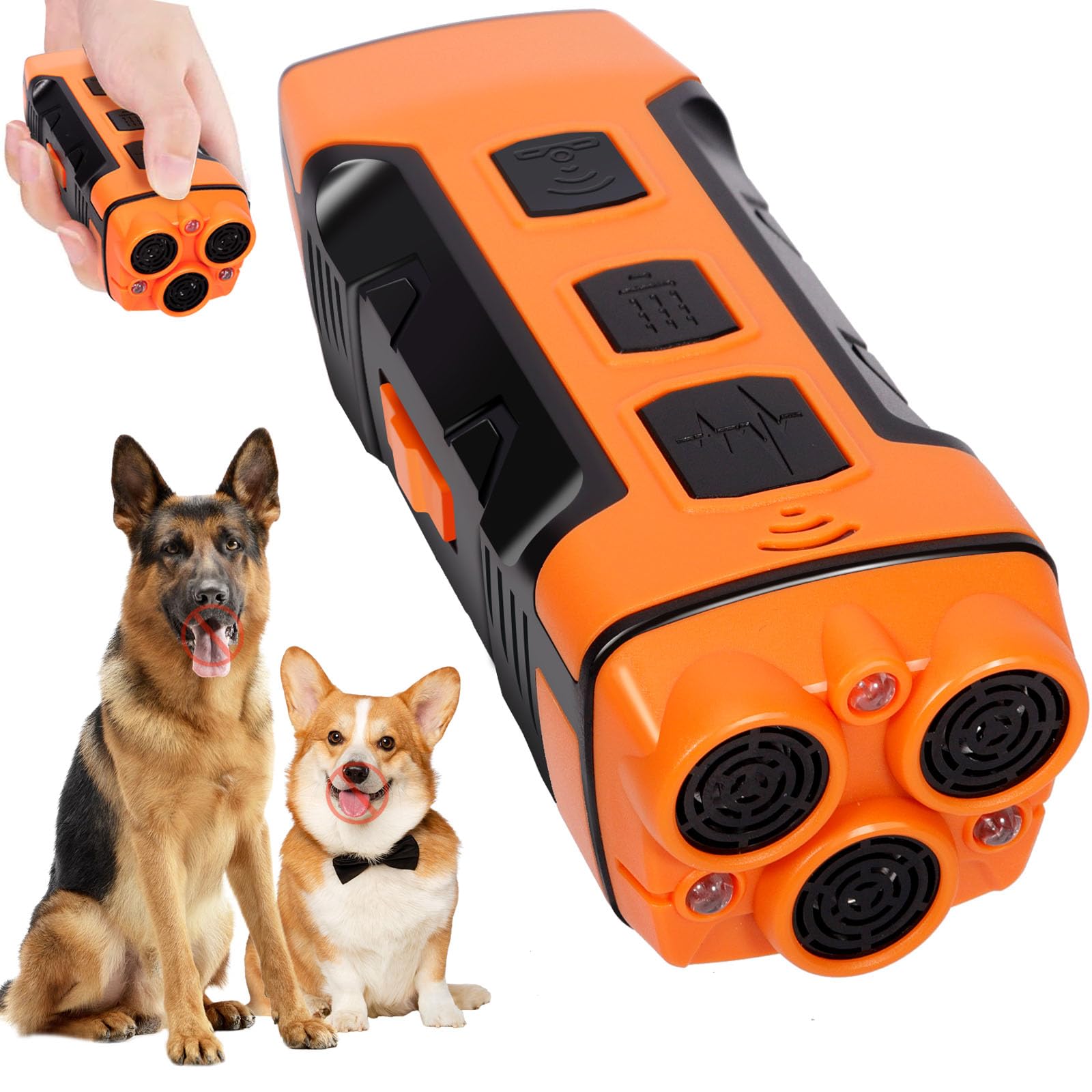 Appareil de Dissuasion à Ultrasons pour Chien, 3 Modes Dispositif Anti-Aboiement à Ultrasons, Portée 10M Portée avec Lampe de Poche, Adapté aux Chiens Petits à Grands