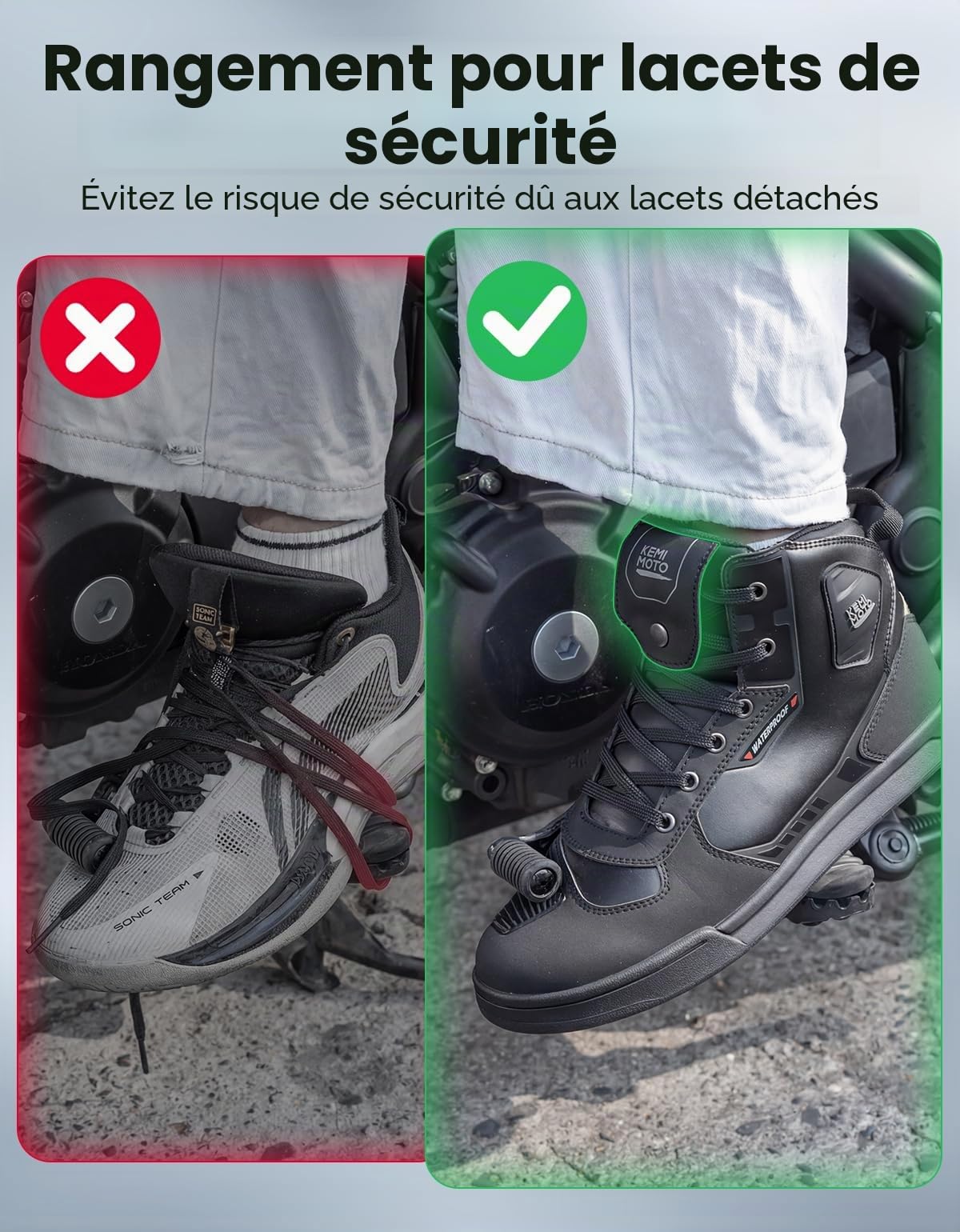KEMIMOTO Chaussure Moto Homme Imperméables, Botte Moto Hommes Décontractées, Chaussures de Motocross avec Support de Cheville et Semelle Antidérapante