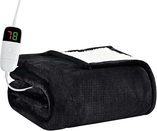 BOMOVA Heated Electric Blanket Full Size - 72" x 84" Heating Blanket with 10 Heating Levels & 8 Hours Auto Off, Warm Flannel Blanket with Over-Heat Protection, for Women, ETL & FCC Certified