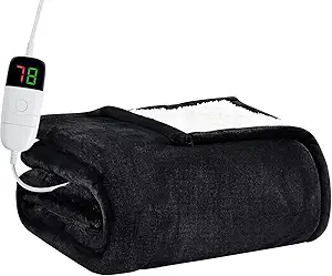 BOMOVA Heated Electric Blanket Full Size - 72" x 84" Heating Blanket with 10 Heating Levels & 8 Hours Auto Off, Warm Flannel Blanket with Over-Heat Protection, for Women, ETL & FCC Certified