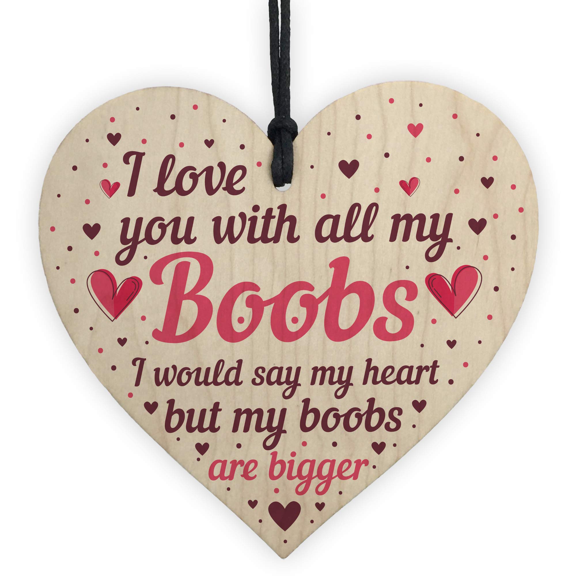Red Ocean FUNNY Anniversary For Him Wooden Heart Birthday Valentines For Boyfriend Husband Keepsake Plaque