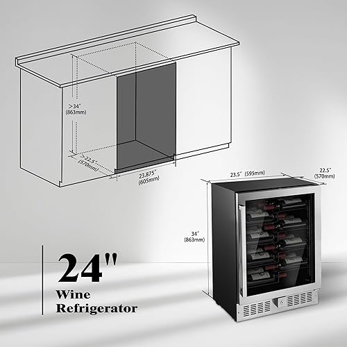 Miniatura 7 de Refrigerador de vino, refrigerador de vino de 24 pulgadas, refrigerador de vino de 40 botellas debajo de la encimera con puerta de acero inoxidable