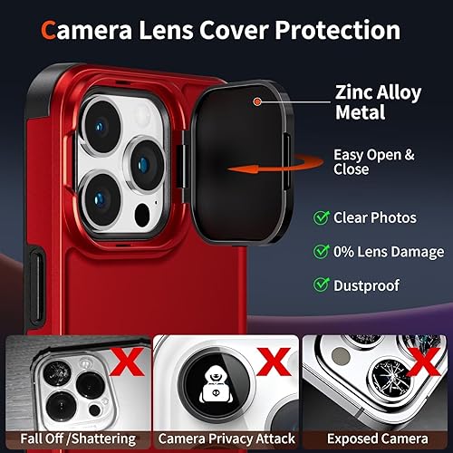 Miniatura 2 de Buysing Funda para iPhone 15 Pro con soporte compatible con MagSafe Funda magnética resistente de metal invisible para cámara con soporte duro mate