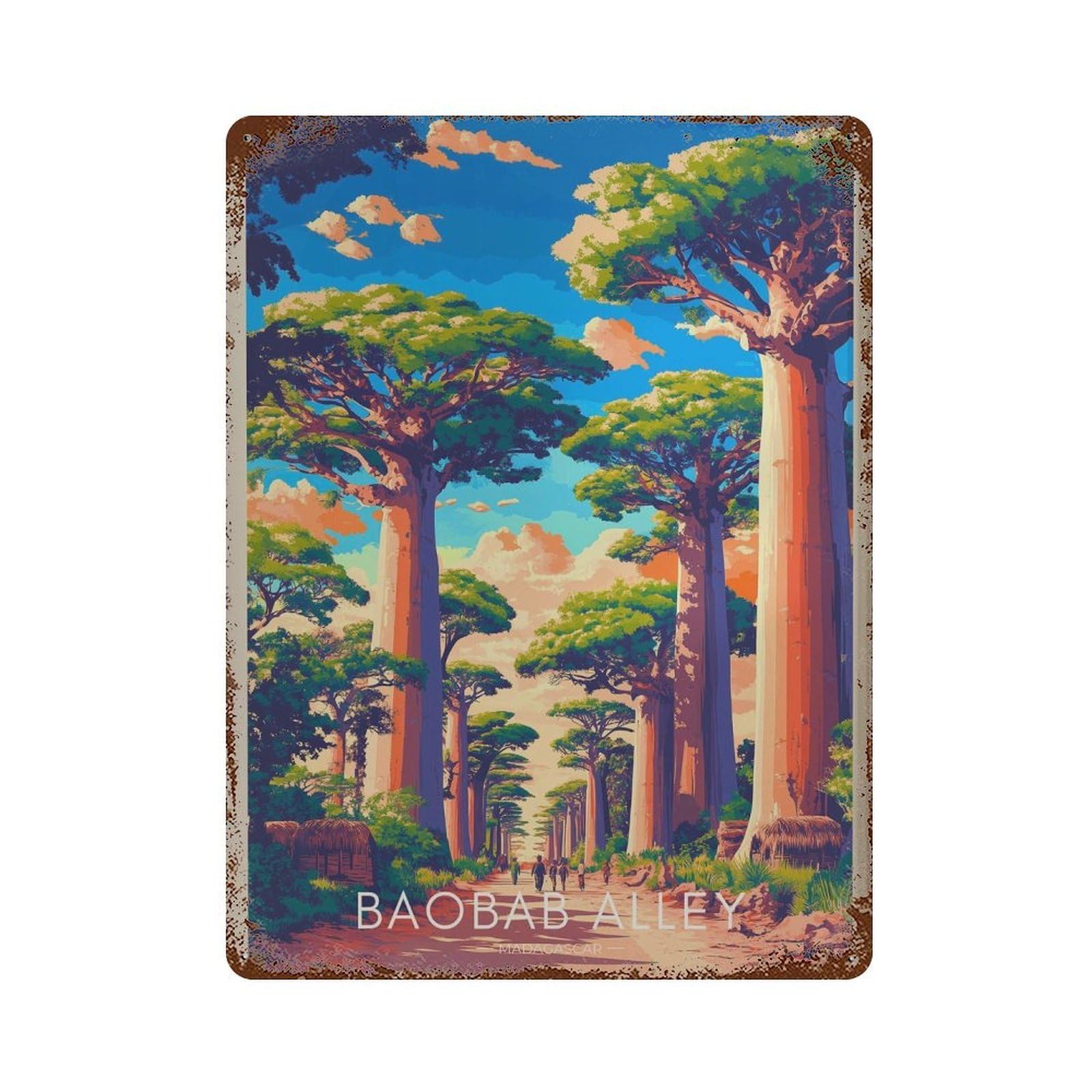 xiaoxiaoshen Baobab Alley Madagascar Africa Travel Wall Decor Art Metal Tin Poster Modern Home Decor Art Home Bar Shop Decorations Vintage Sign 40x30cm