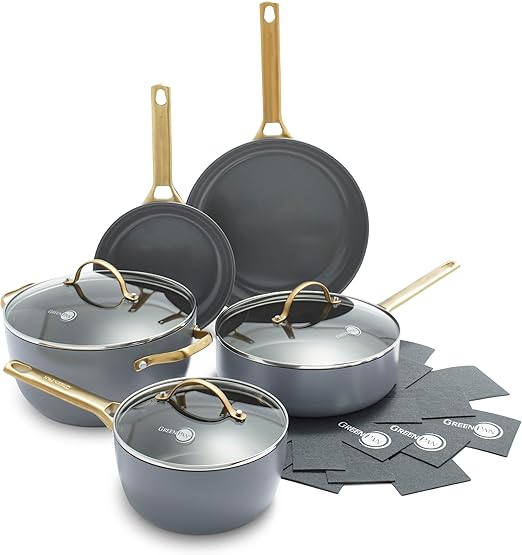 GreenPan Hard Anodized Healthy Ceramic Nonstick 8 Piece Cookware Pots and Pans Set - Thumbnail 2