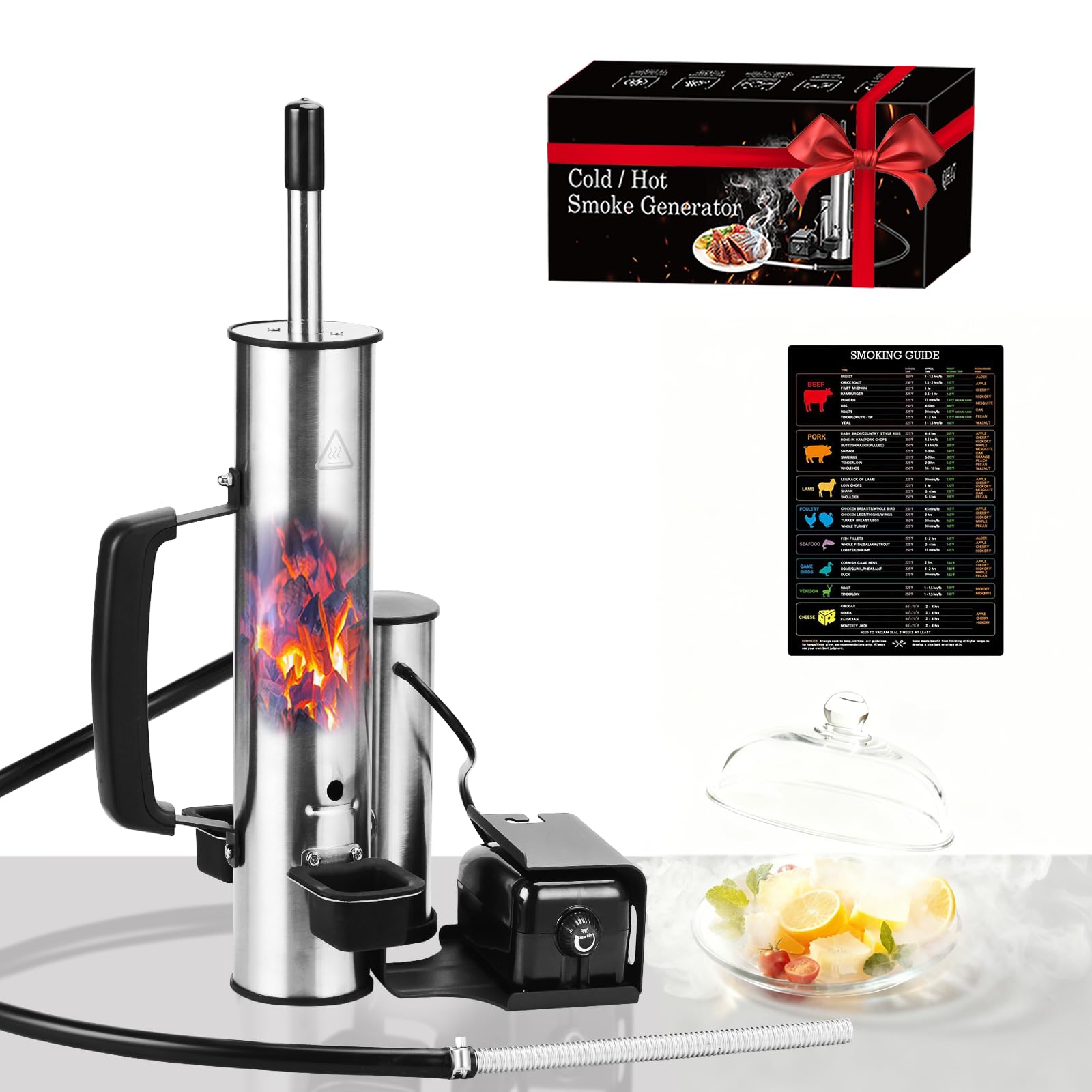 Cold Smoke Generator for BBQ Grills, Hot/Cold Smoker for Cheese, Meat & Fish, Works with Wood Pellets and Chips Cold Smoker and for Creating Your Own DIY Smoking Chamber, Great Gift for Men & Fathers