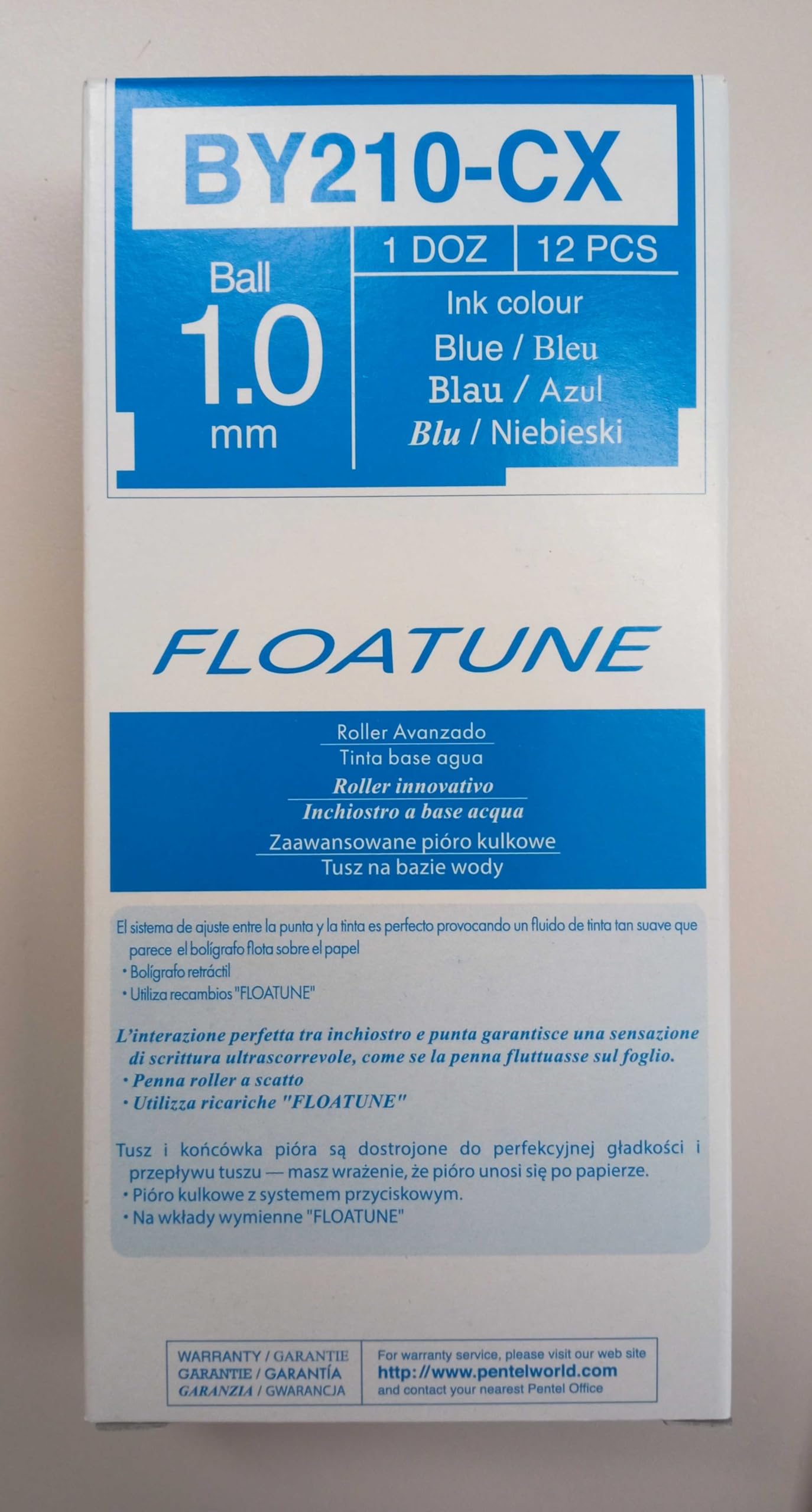 Pentel Floatune BY210 roller a scatto blu punta media 1,0 mm 2 pz
