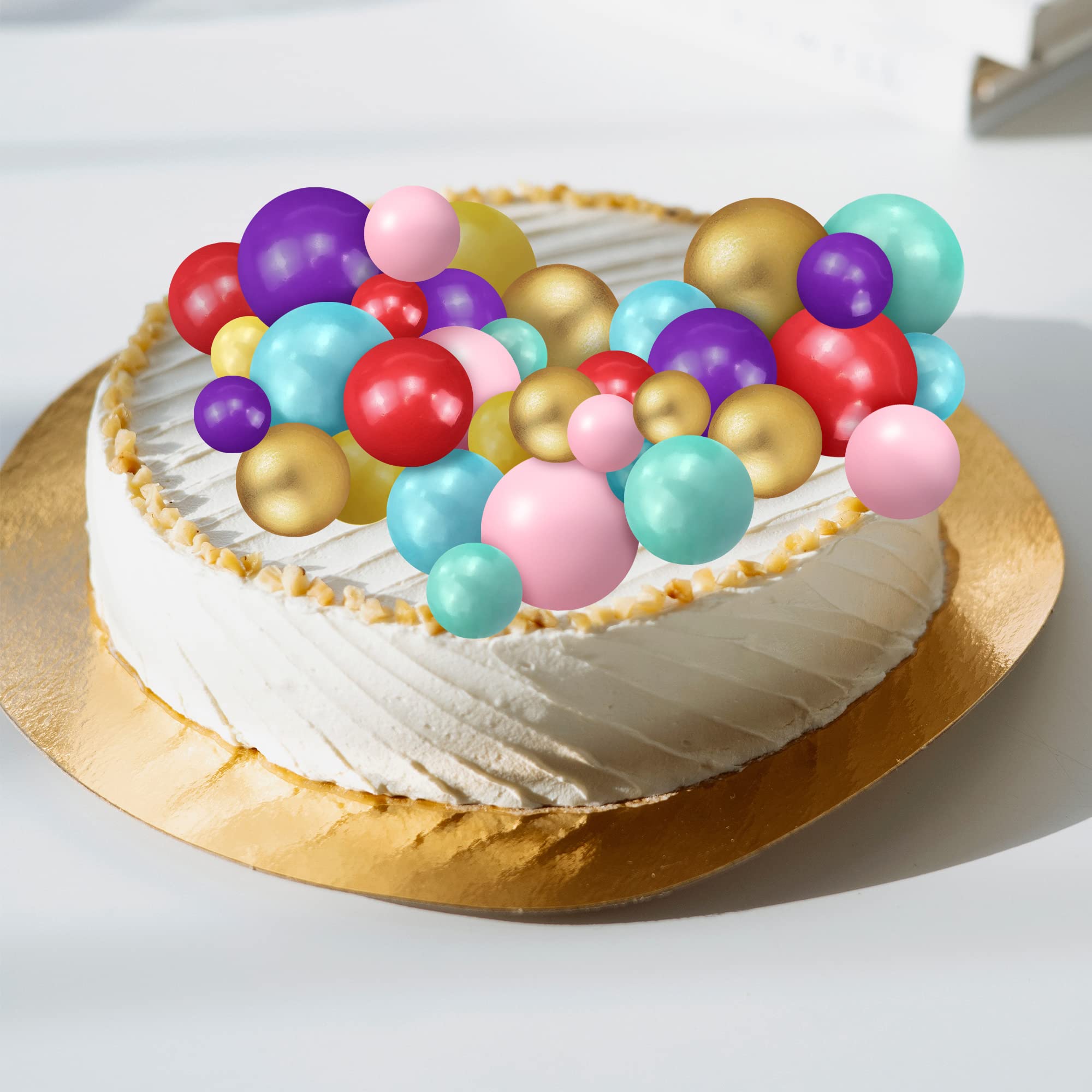GOTRUST 61PCS Boules De Décoration De Gâteau Or Noir - Toppers Mini Ballons Et Happy Birthday Pour Anniversaire Mariage