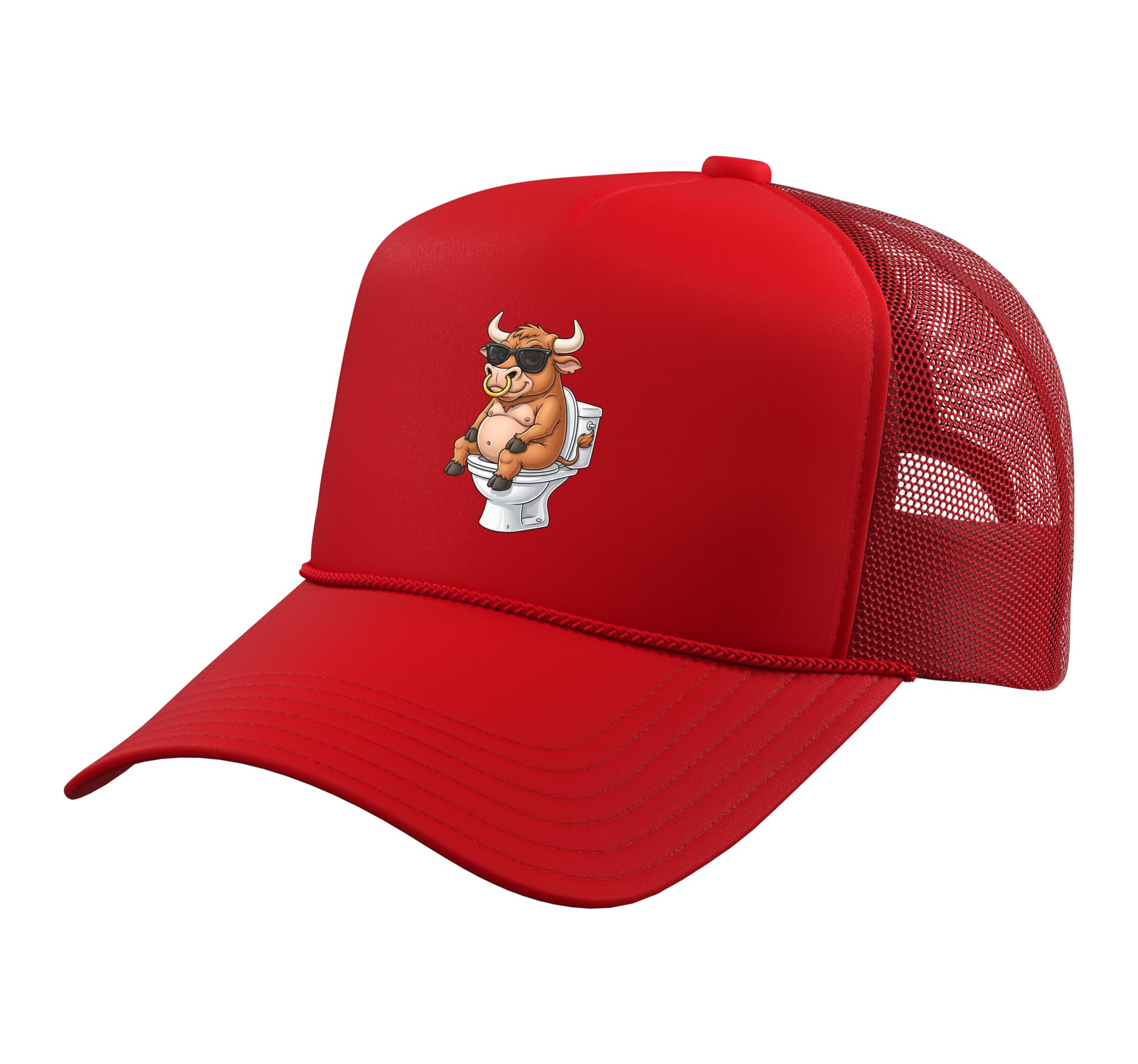 This is Bullshit Funny Cow Toilet Gag Humor Sarcastic Cow Trucker Hat with Adjustable Mesh Back