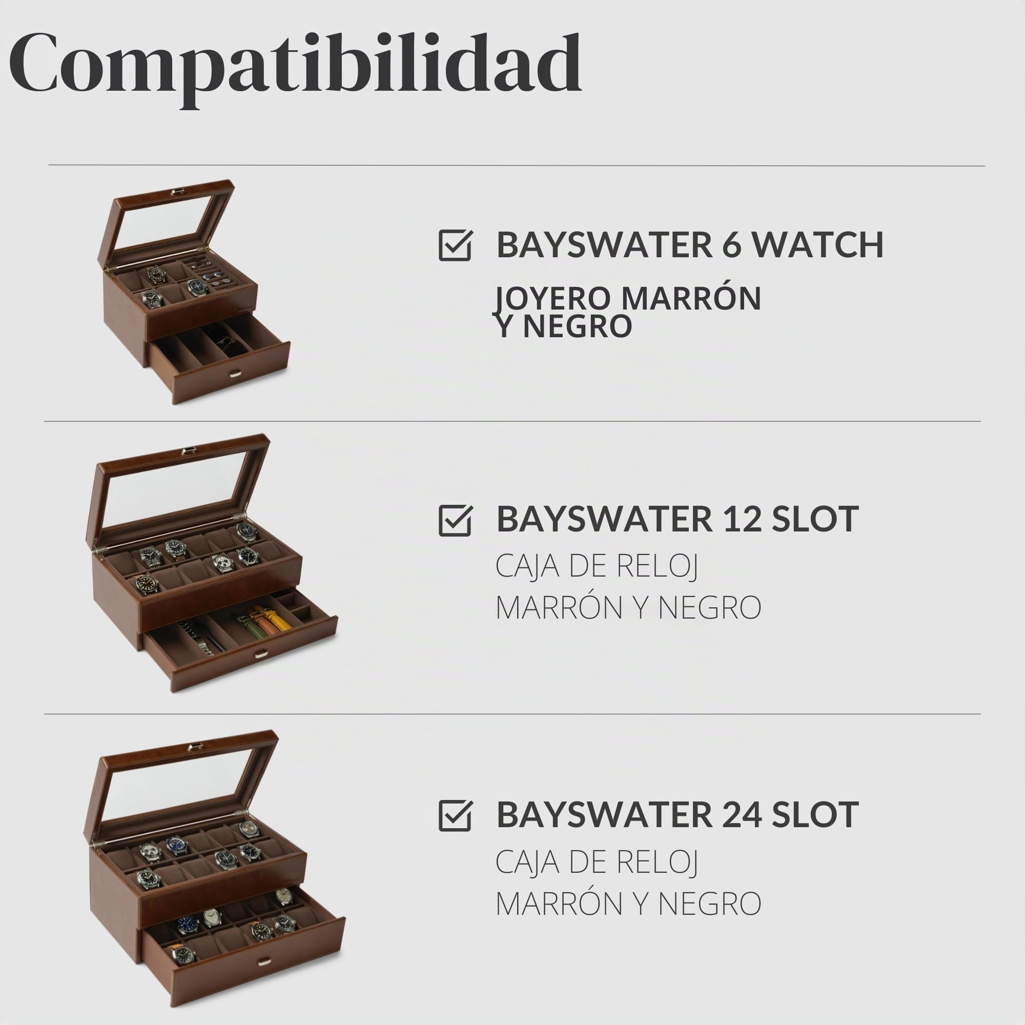 TAWBURY Bayswater - Almohadas para caja de reloj, extra pequeñas, circunferencia de 16,5 cm, 50 mm de ancho, compatibles con cajas de reloj Bayswater de 6, 12 y 24 ranuras, paquete de 24 almohadas