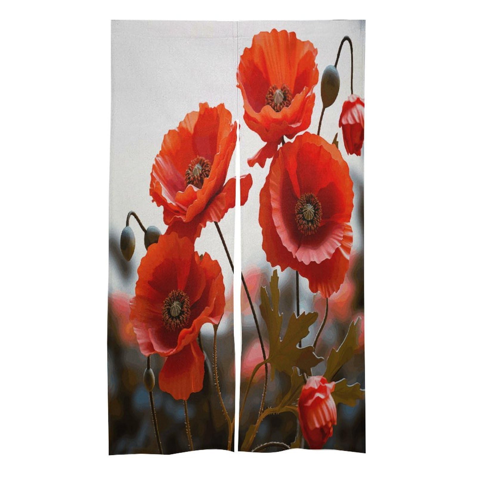 VstaDank Poppy Flowers Vivid Petals Noren Doorway Curtain Printed Window Treatment Door Tapestry Chinese Traditional Doorway Curtain Long Type Door Tapestry for Home Decoration