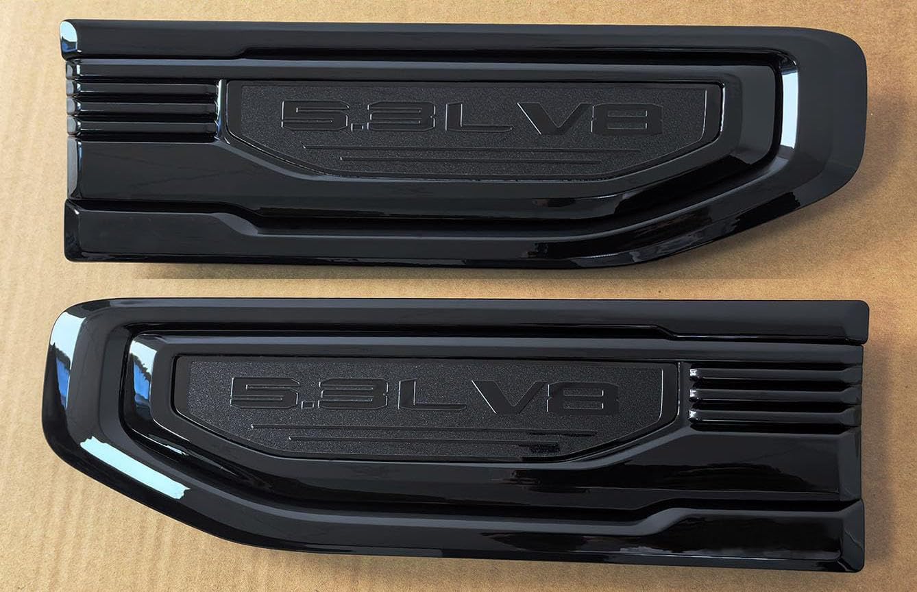 Photo 1 of 2 Pack 5.3L V8 Vent Emblems Driver Passenger Badge Nameplate Kit Compatible with 2019-2025 GMC Sierra GM 86532087 84926563 (Glossy Black)