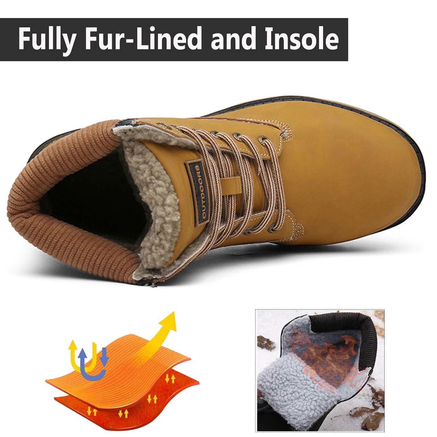 Stivali Uomo Donna Inverno Scarpe da Neve Caldi Snow Boots Impermeabili Stivaletti Pelliccia Stringate Outdoor