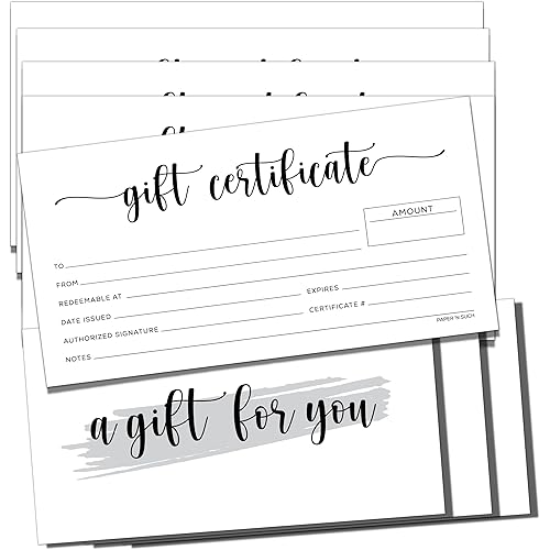 Blank Gift Certificates with Envelopes - Gift Card, Vouchers for Personal or Small Business - 3.75 X 7.5” -Heavyweight Card Stock- Set of 25