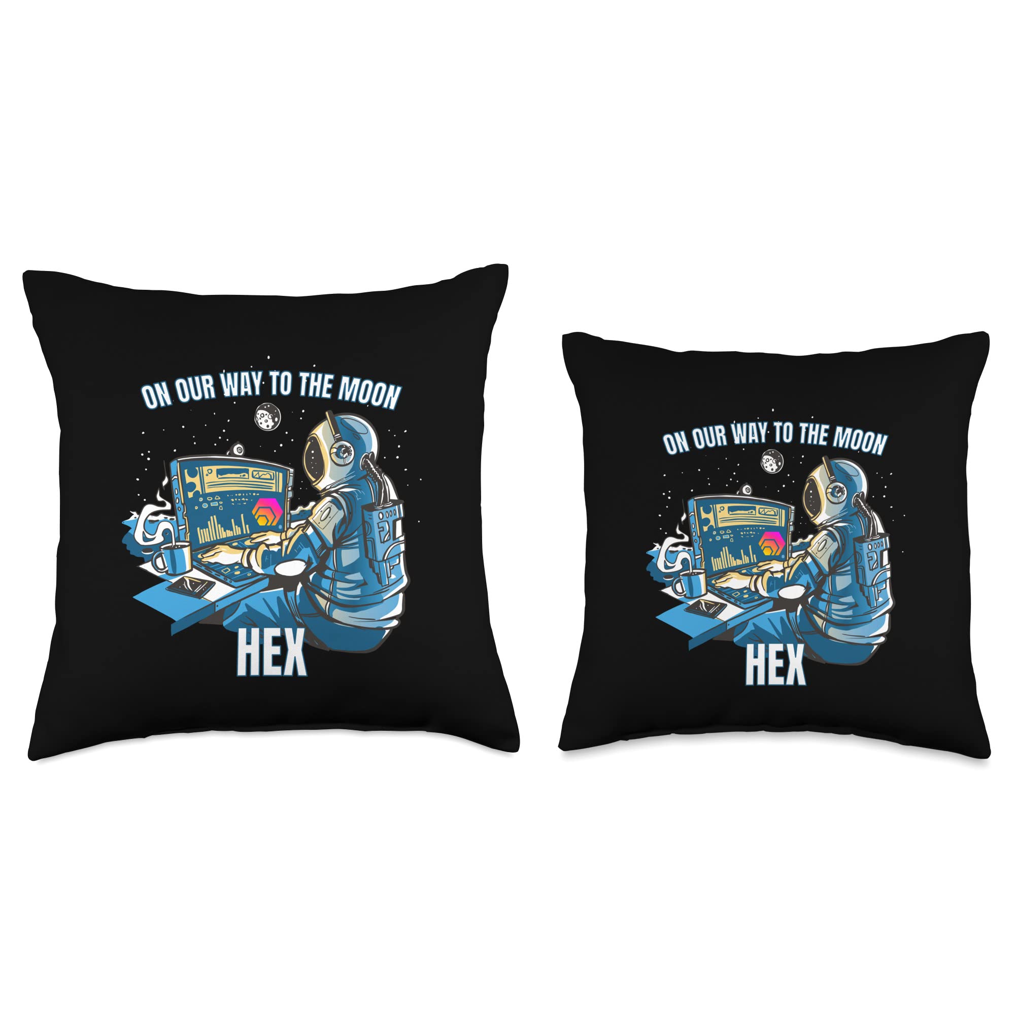 Amazon.com: HEX Crypto On Our Way To The Moon Cryptocurrency Man Throw  Pillow : Home & Kitchen