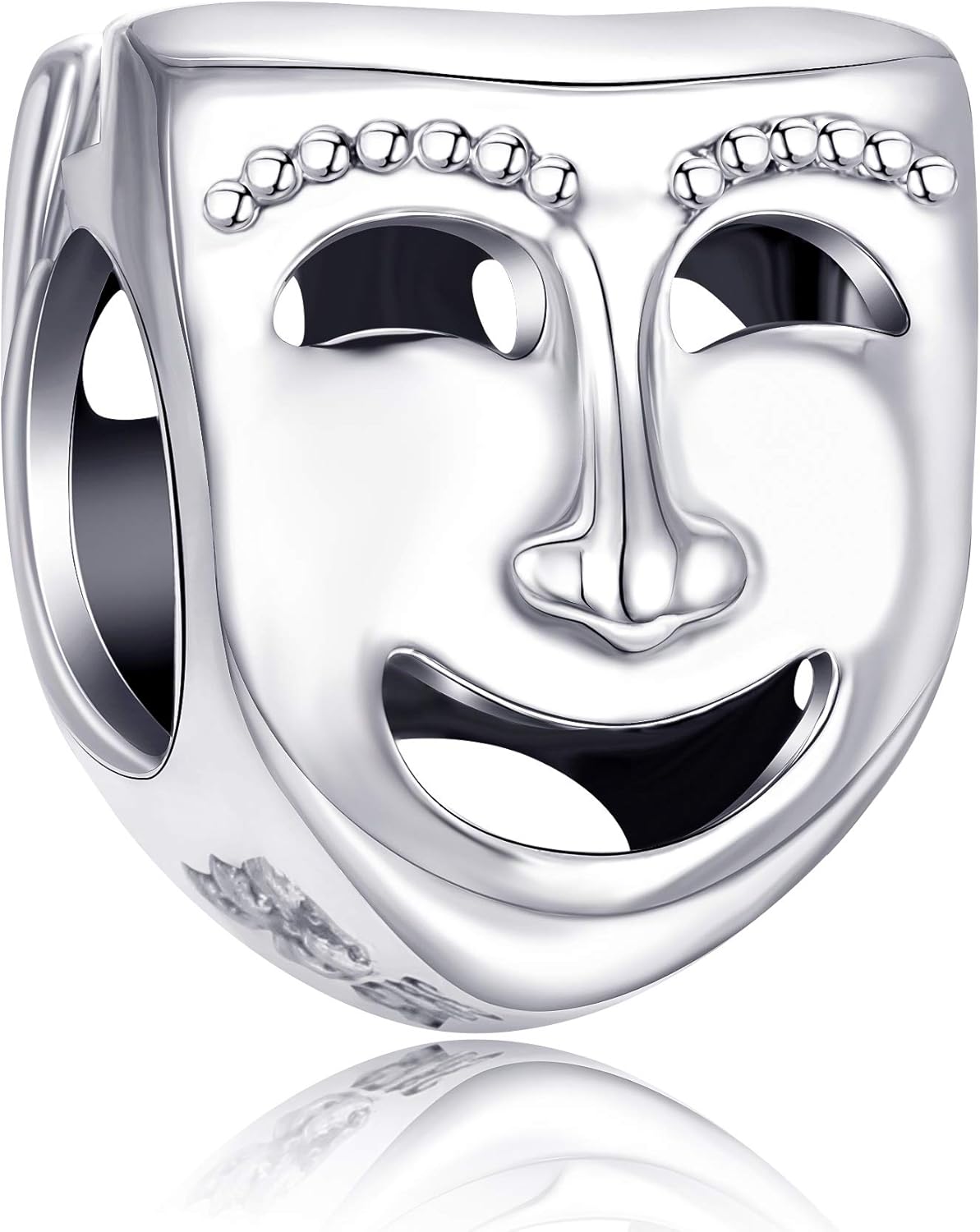 Fantasticharm Two Face Tragedy Theater Mask Charm 925 Sterling Silver Bead fits European Band Bracelet or Necklace - Image 3