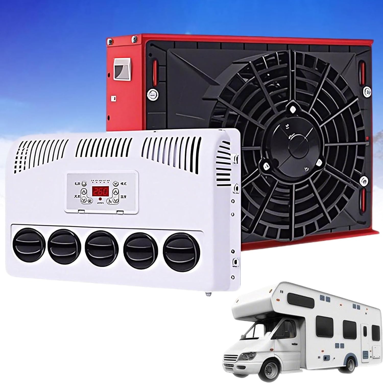 SXXAZLDP Ultra-Quiet Split RV Air Conditioner, Fast Cooling AC Unit for RVs, Vans, Trucks, Campers, Excavators, Farm Vehicles, Cranes