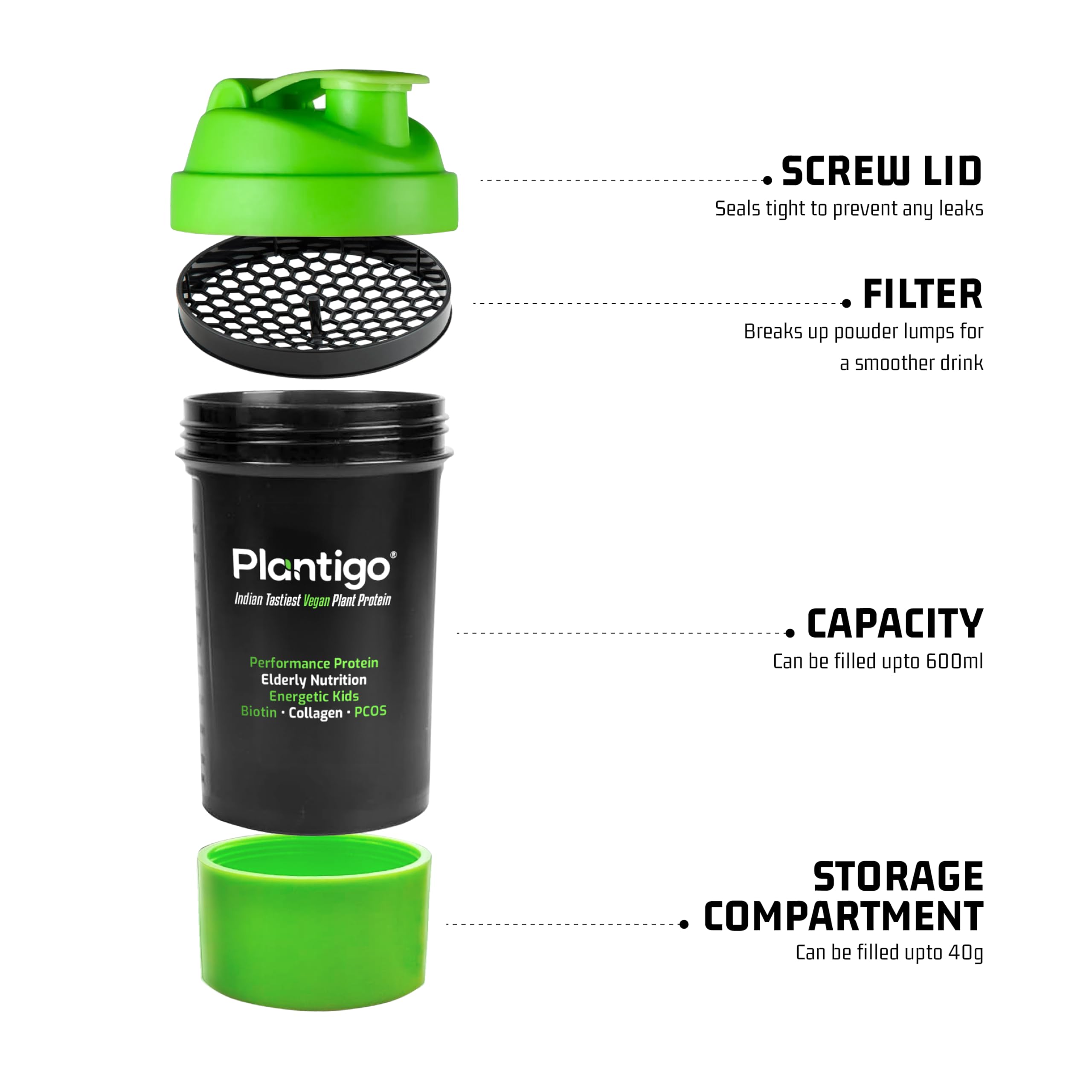 Plantigo Kids Protein 14g, 11 Vitamins, 8 Minerals, Nutrition Supplement | Muscle, Bone Growth & Brain Health | Plant Protein Powder for Kids 10+ years | (Vanilla Flavor - 500g + Shaker, 600ml) 3