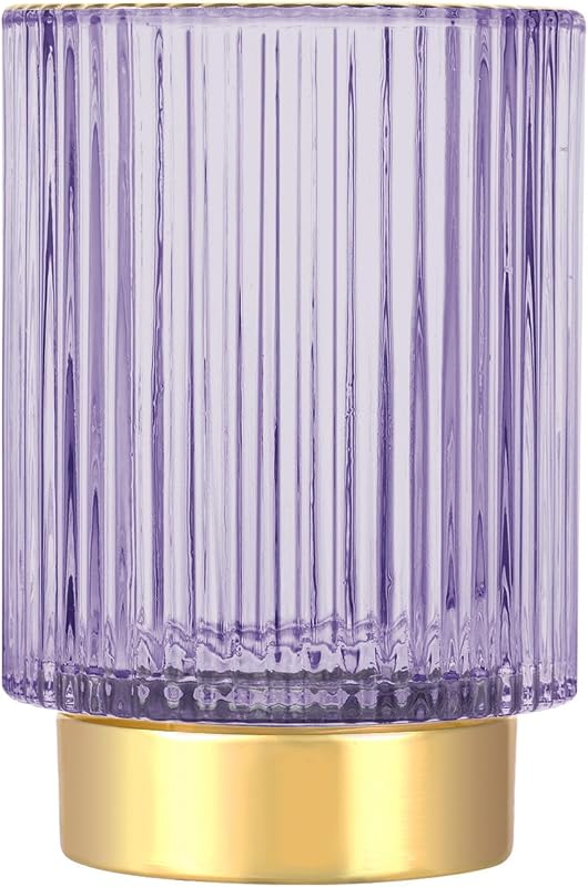 Organizador de pincéis de maquiagem DASITON em vidro listrado, roxo, Purple L, 1 unidade