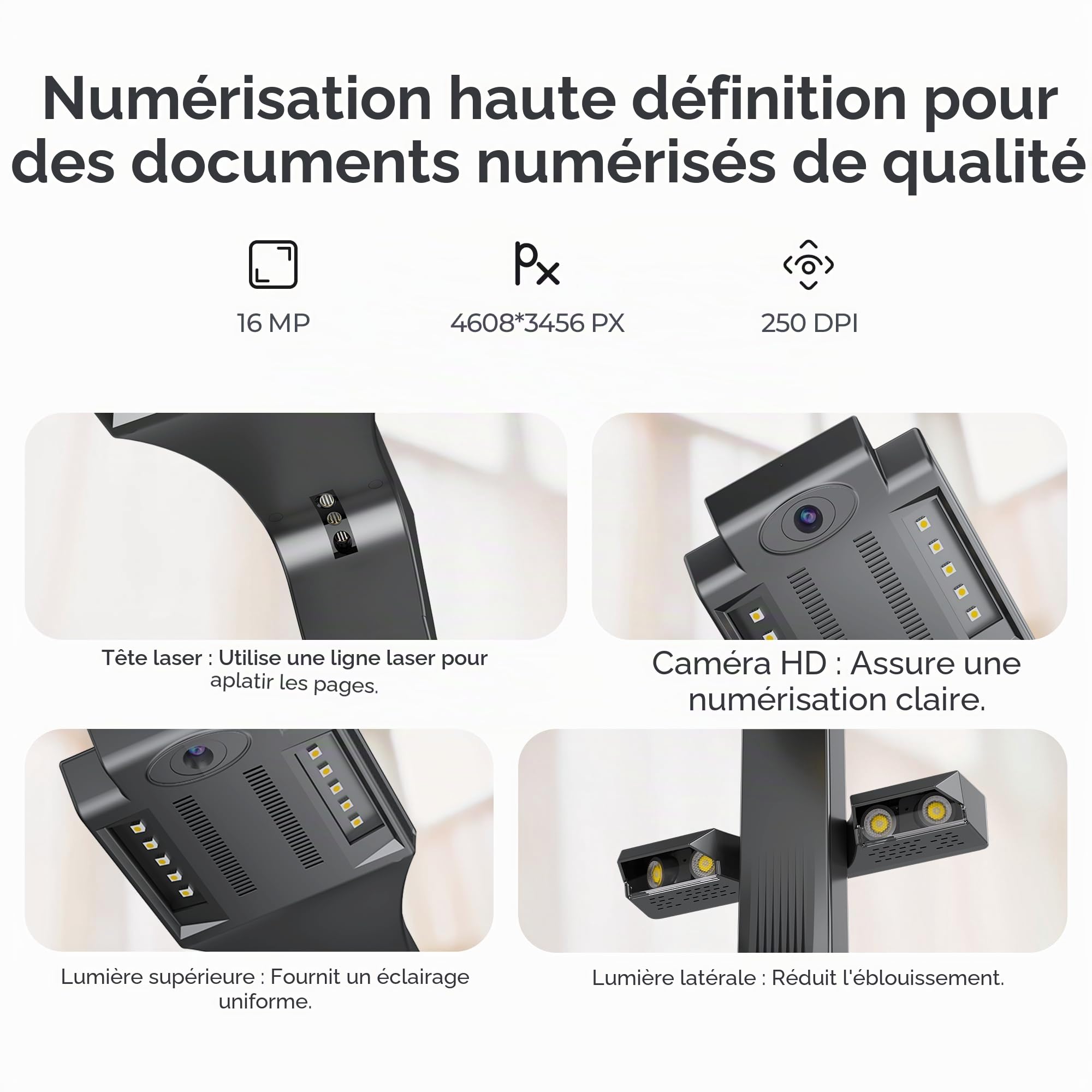 CZUR ET16 Plus Scanner de Livres A3, Scanner de Documents 16MP avec OCR