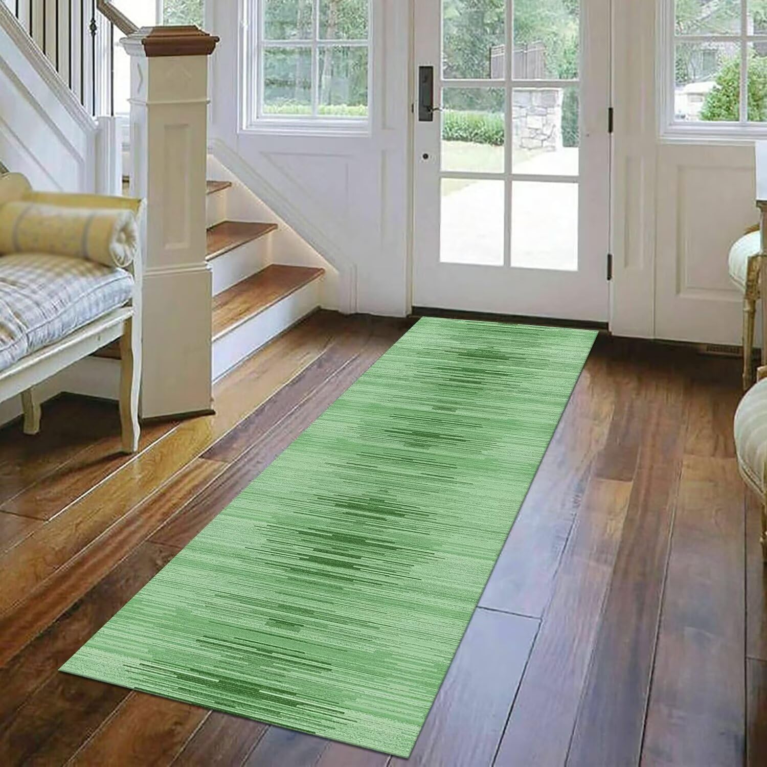 Tappeto Passatoia Cucina Antiscivolo Lavabile Tappeti Runner per ingresso interno Verde Antimacchia Tappeto Cucina Corridoio 110X180CM Soggiorno camera da letto Tappetino