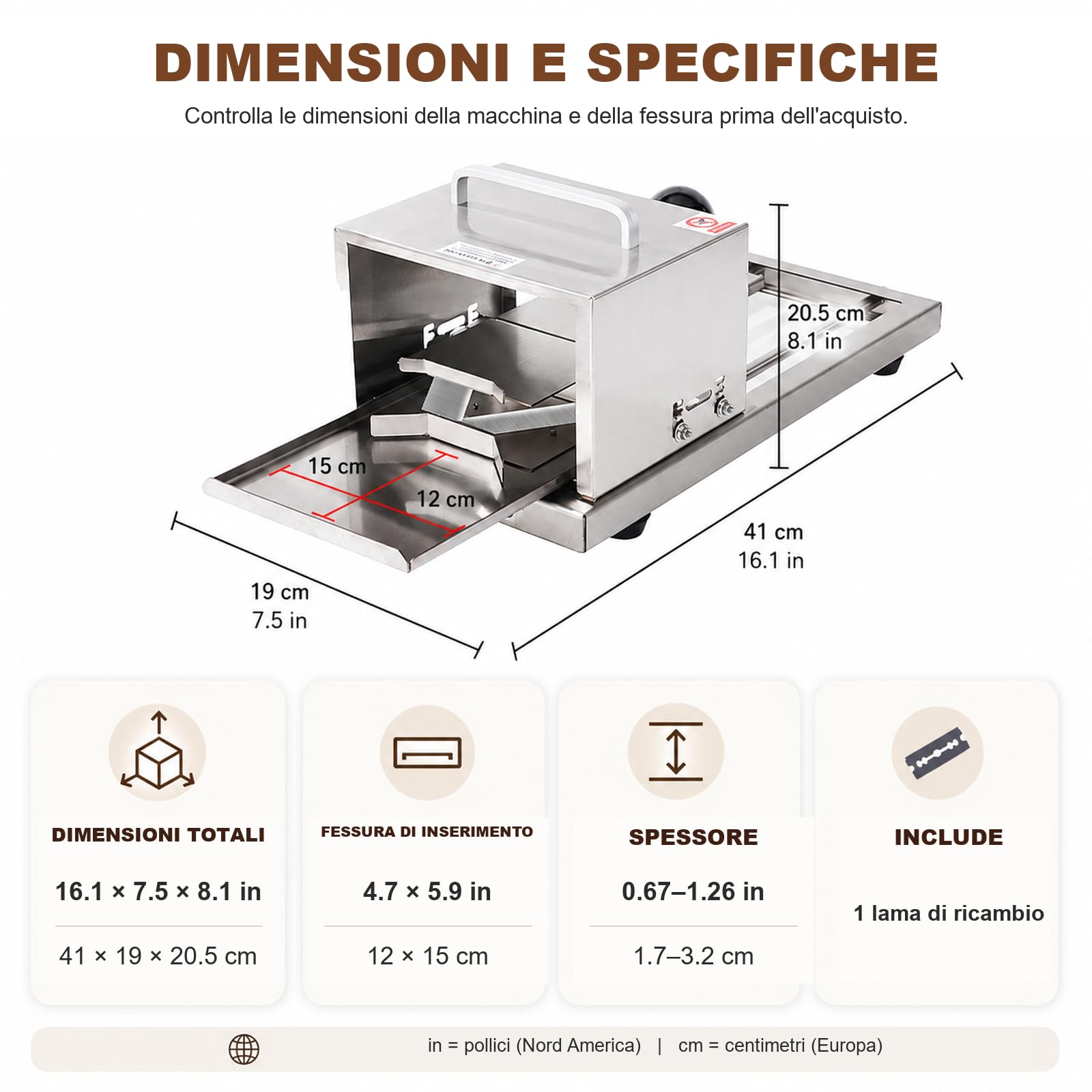 Tagliapane Manuale per Panini Hamburger 450-720 pz/h, Acciaio Inox