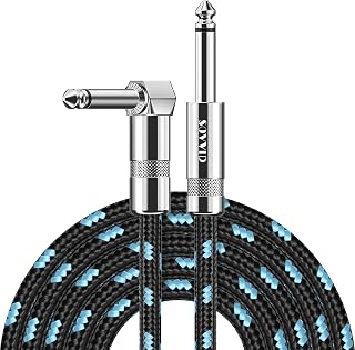 Guitar Cable 6FT Professional Instrument Cable Electric Guitar AMP Cord Updated Version 1/4 TS Cable for Guitar Bass Mandolin Keyboard and Pro Audio, Right Angle to Straight (Black Blue)