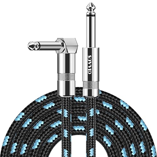 Cable de instrumento profesional de 20 pies, cable AMP de guitarra eléctrica, versión actualizada, ángulo recto a recto (negro)