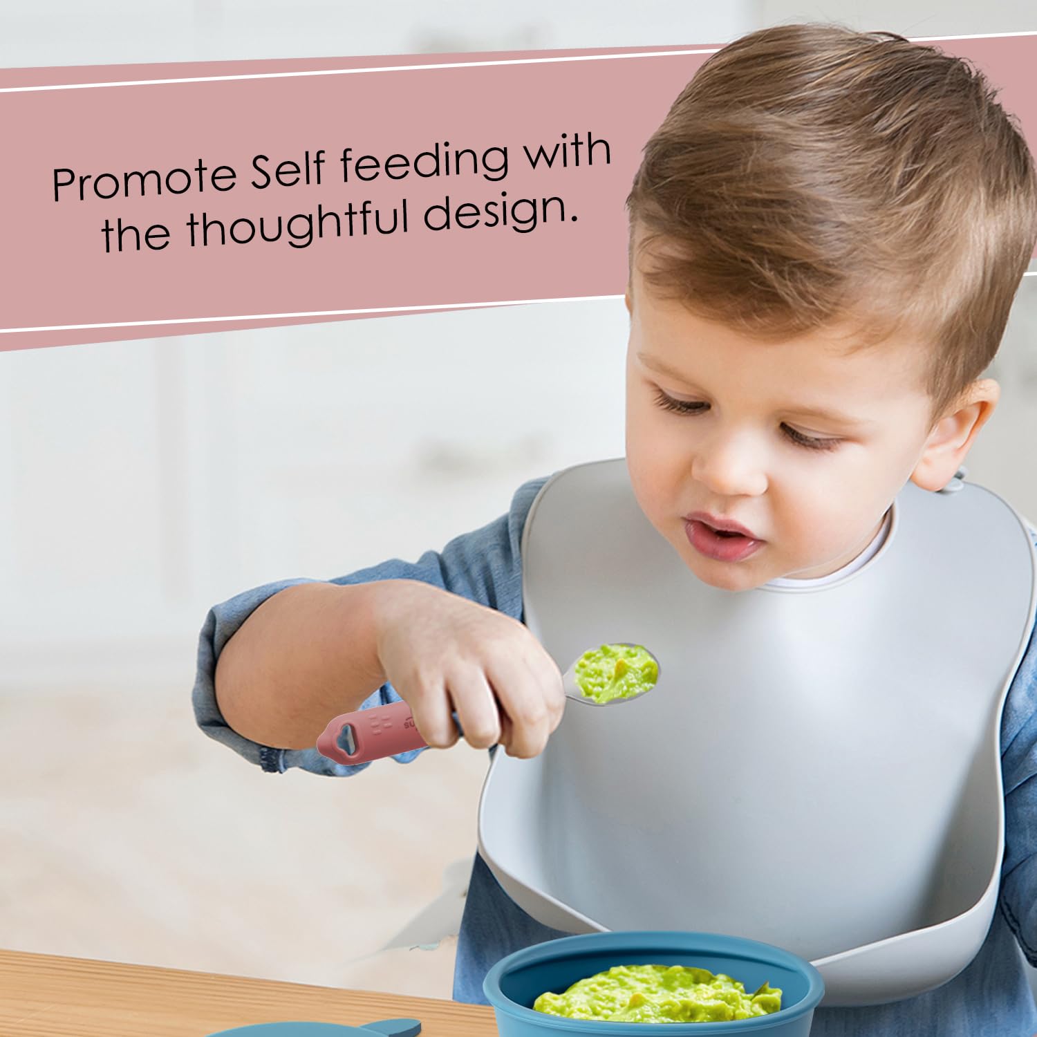 Cubkins Steel Head Spoon for Babies with Soft Silicone Handle | Non Toxic, Food Safe and BPA Free | Washable and Reusable (Raspberry) - Image 6 thumbnail