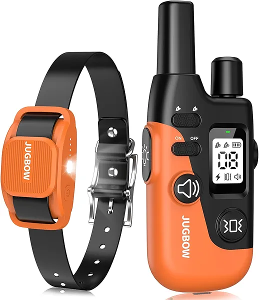 Jugbow Dog Training Collar - 4200FT Remote Dog Collar for Small Medium Large Dogs, LED Light Electric Collar with Beep/Safe Static/Vibration Modes, IPX8 Waterproof Rechargeable Ecollar(Orang