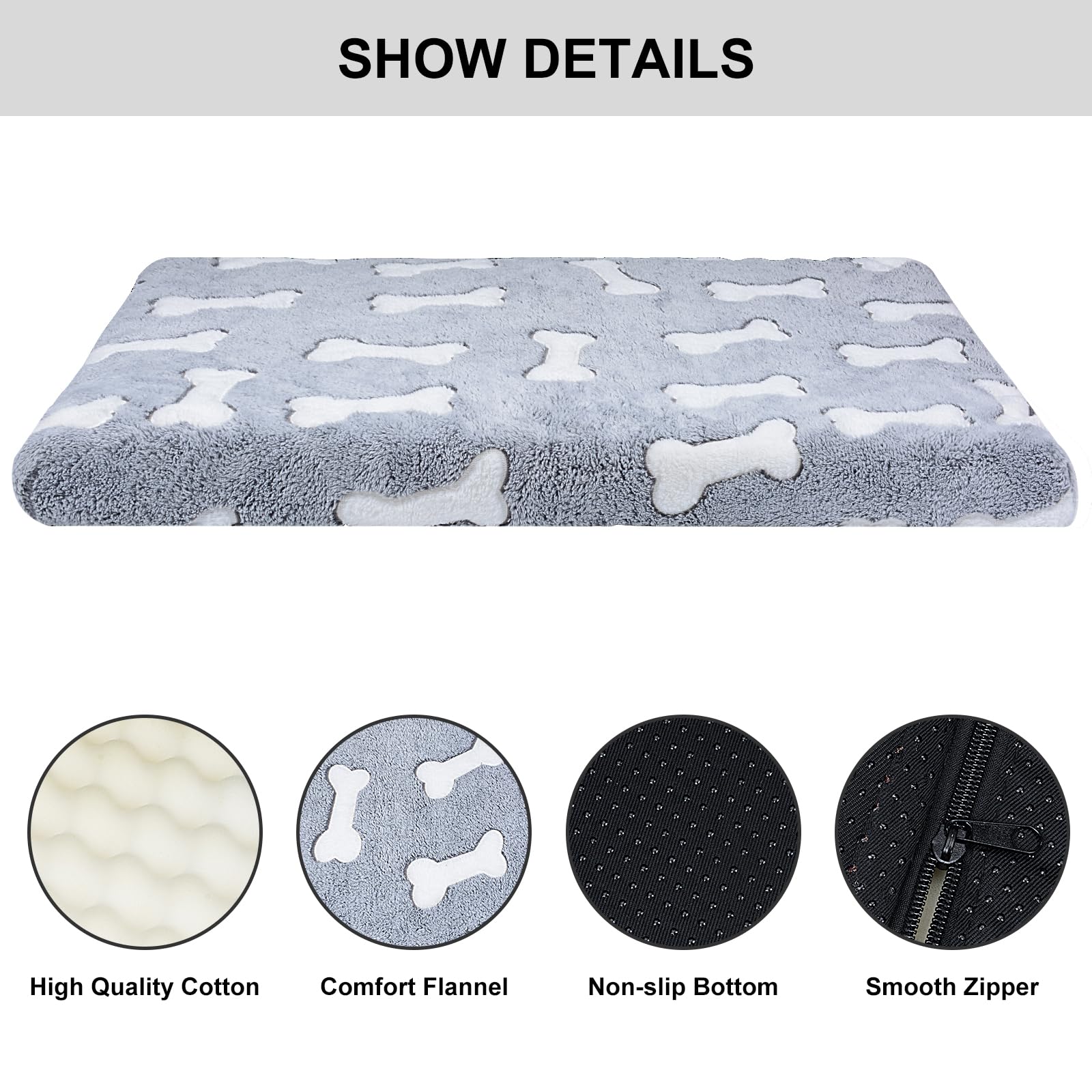 Qoosea Cuscino per Cane Media, Materasso per Cuccia per Animali con Rivestimento Sfoderabile e Lavabile Lettino, Tappetino Letto per Cani e Gatti con e Fondo Antiscivolo- 50 * 75CM