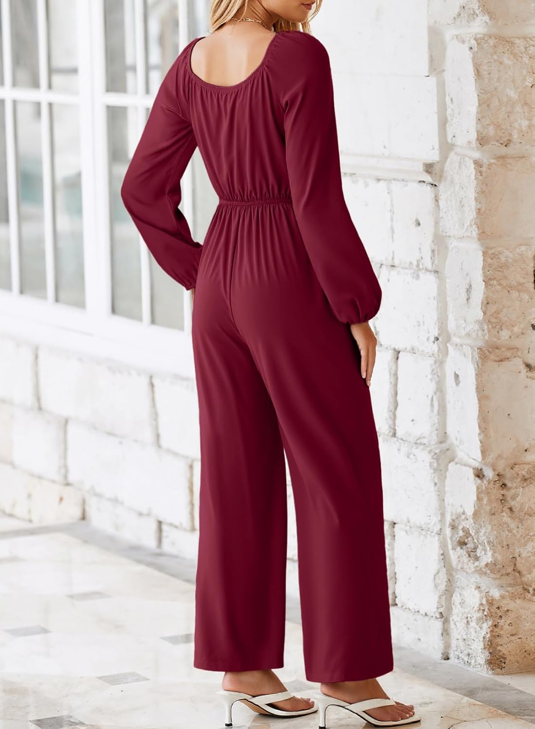 Dokotoo Women's Casual Loose Overalls Jumpsuits One Piece Long Sleeve Wide Leg Pant Rompers With Pockets - Image 3