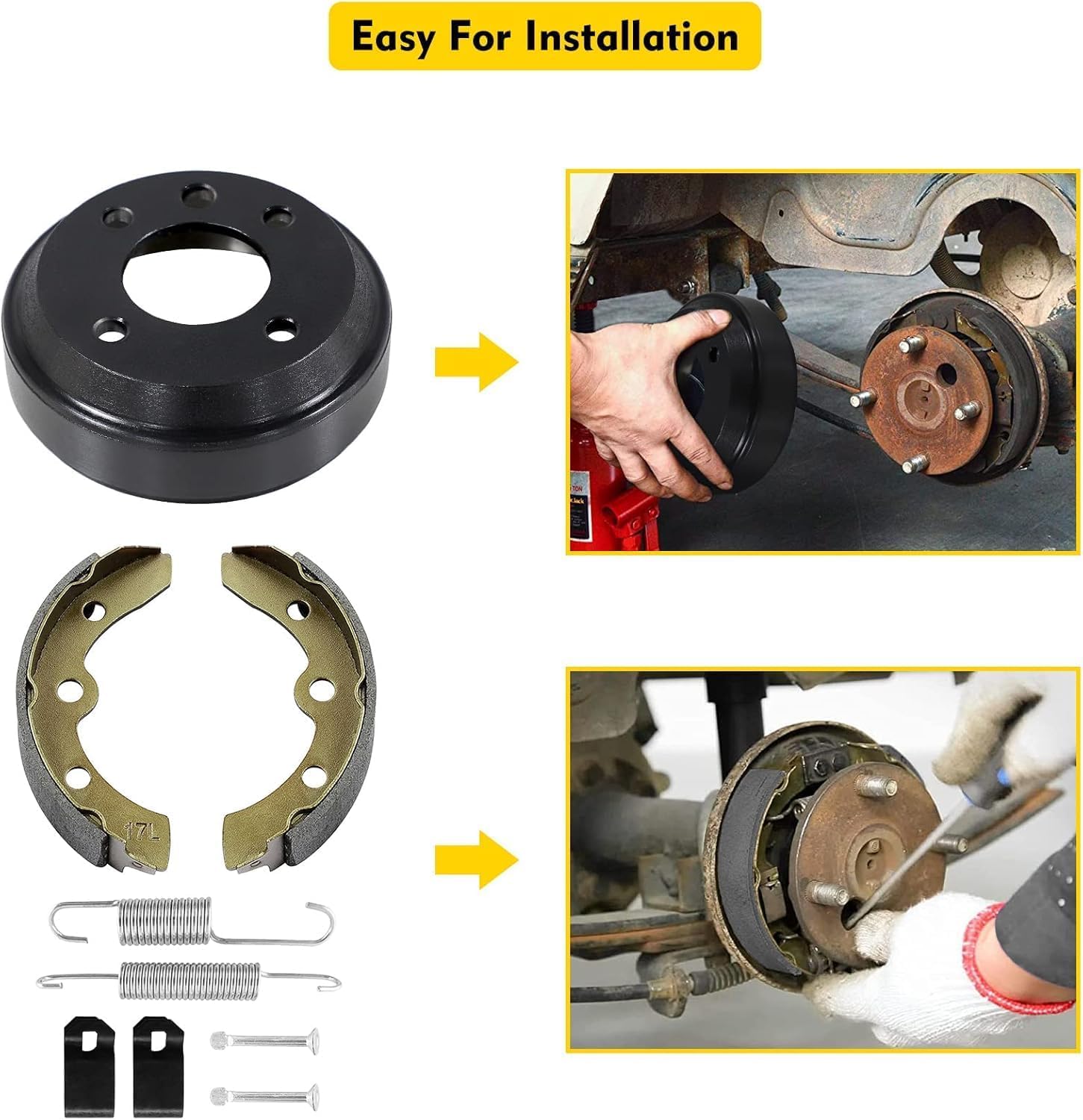 Golf Cart Brake Drum/Hub Brake Shoes Spring Kit Fit Club Car DS 1981-1994 Tempo 2018 Up Villager Golf Carts OEM 4263 1011137 101146302 101816301