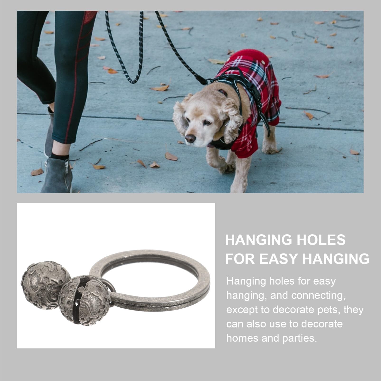 Ipetboom Pet Collar Bells Cat Dog Collar Accessory Delicate Metal Bells for Diy Hanging Key Ring Charm