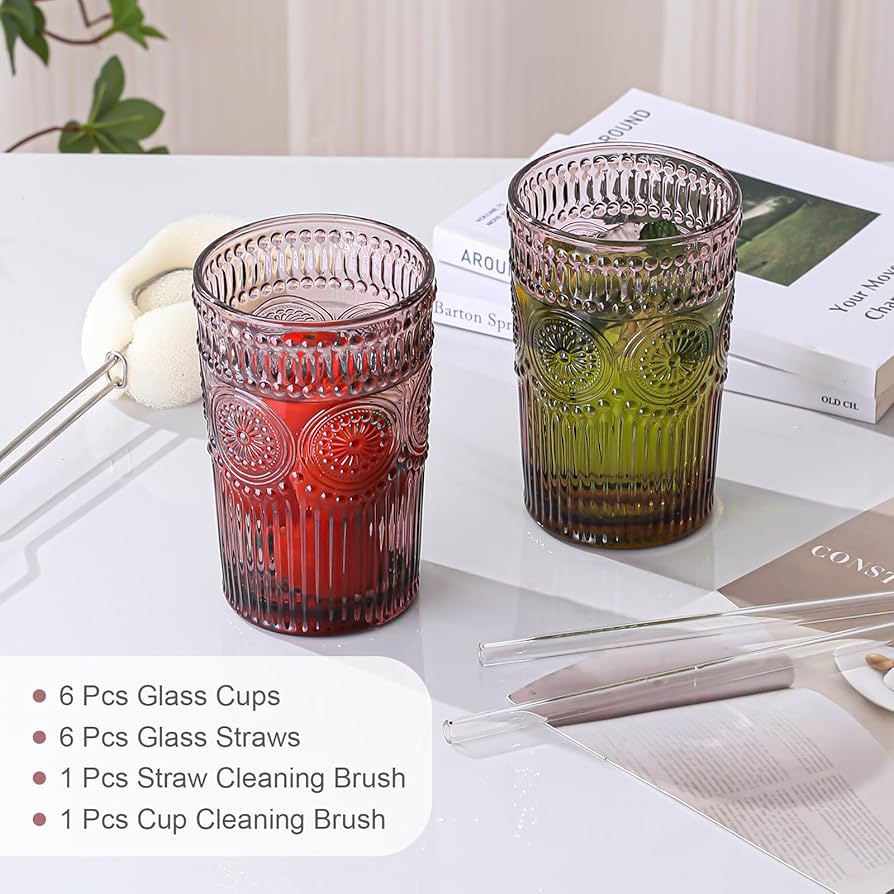 Amazon.com | ZMOWIPDL Vintage Glassware Drinking Glasses Set of 6