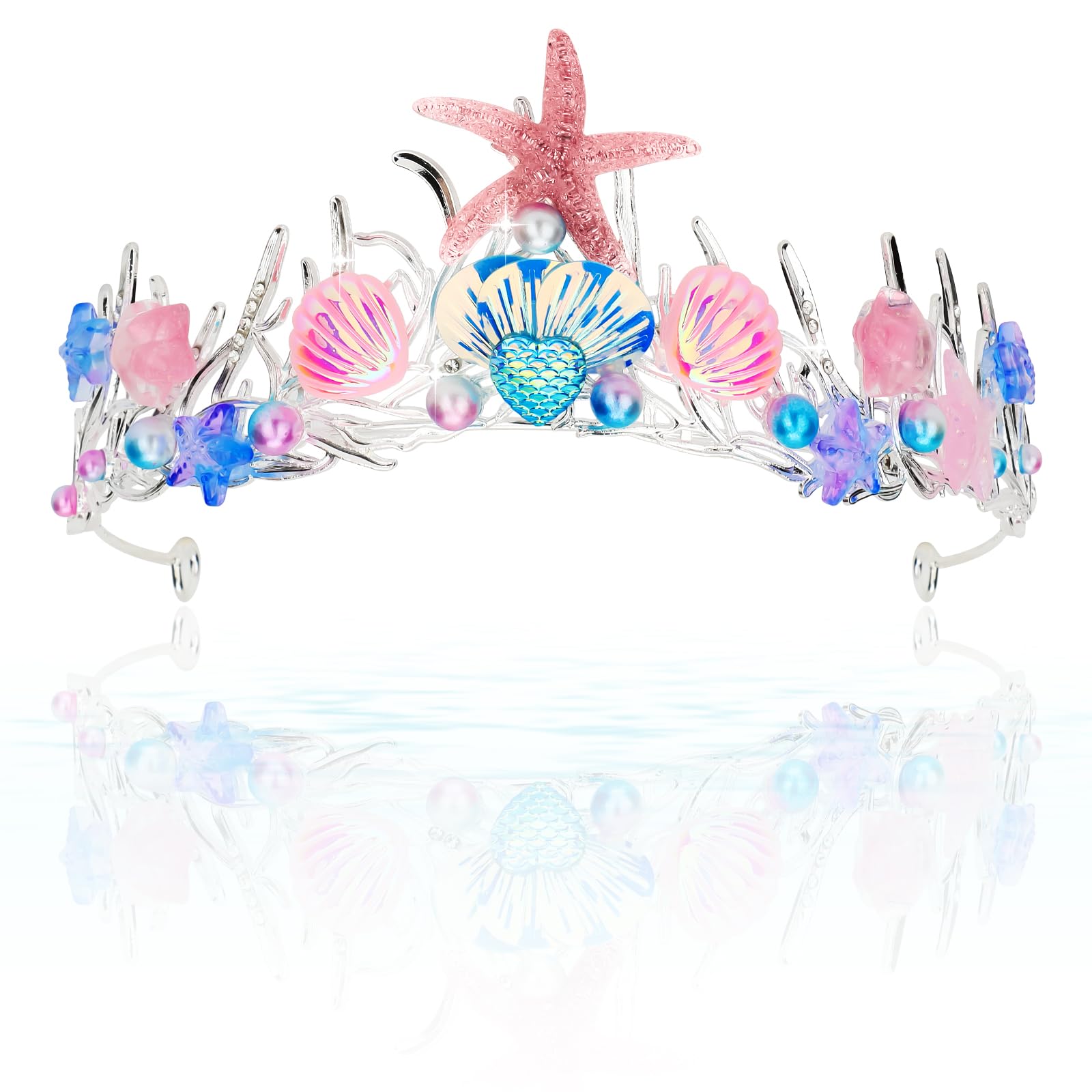 Amazon.com: Mermaid Tiara for Women Pearl Mermaid Crown  display picture 1