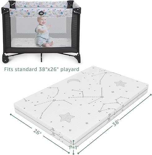 Miniatura 3 de YENING Pack and Play - Cubrecolchón para bebé Pack N Play, para parque infantil y corral con funda lavable de 38 x 26 x 1 pulgada, paquete de 2 (1