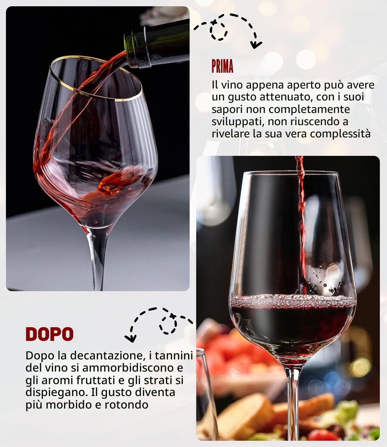 Set di Lusso Decanter per Vino, Decanter per Vino di Alta qualità con Areatore, Tappo Sottovuoto e Cavatappi Vino Elegante, Accessori Vino Perfetti per Il Gusto Migliore