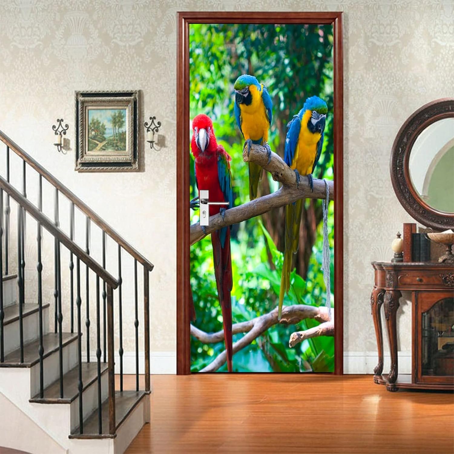 Sticker Vitre électrostatique Perroquets 21x29,7 Cm - Déco Fenêtre Pour Protéger Les Oiseaux Et Sublimer La Lumière