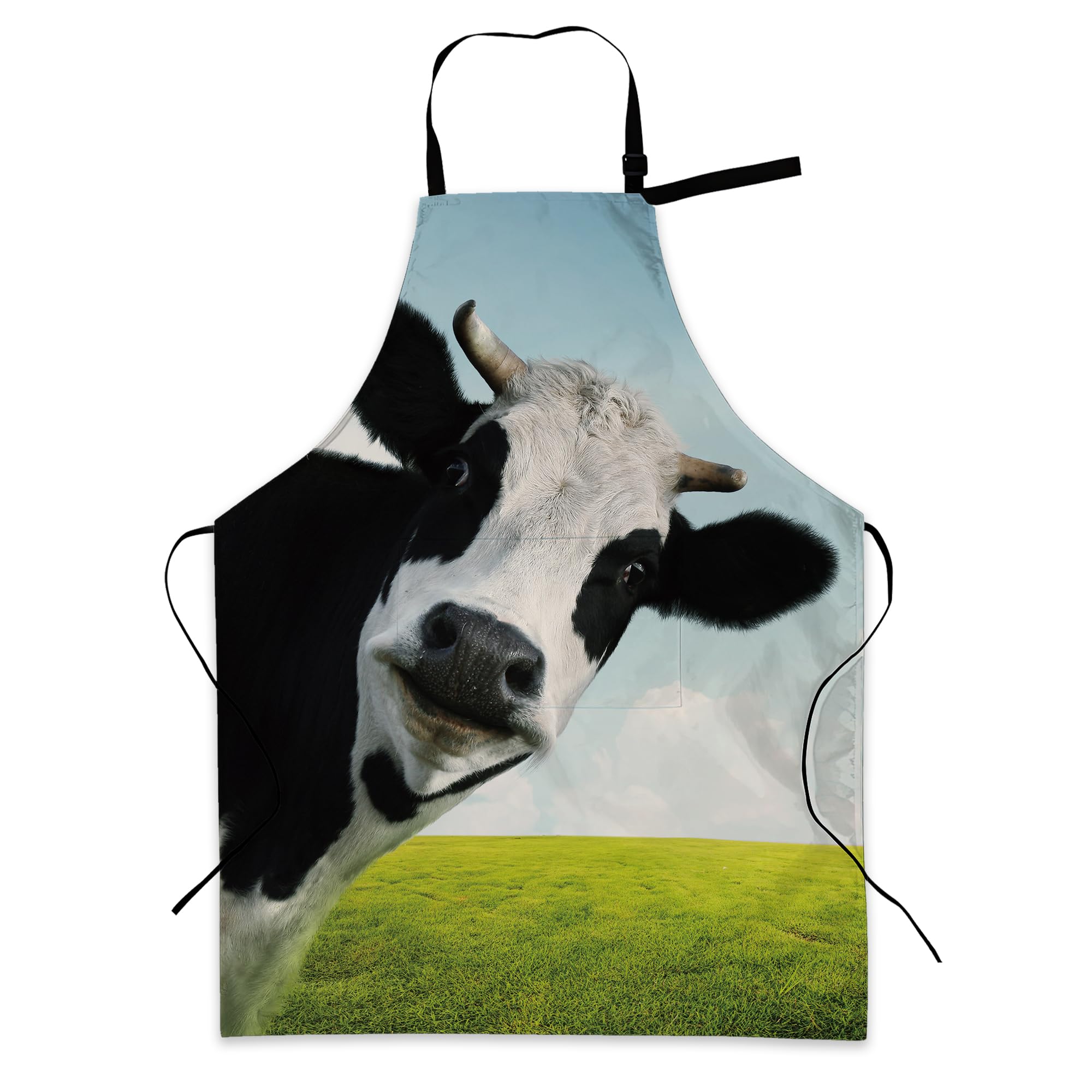 BILANGCE Funny Cow Aprons for Women Men, Waterproof with 2 Pockets, Chef Apron with Adjustable Neck Strap for Washing Dishes, Gifts BBQ Grill