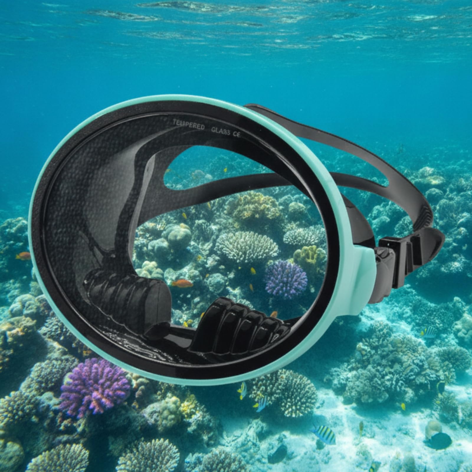 Gafas de Buceo para Adulto Máscara Visor Antiniebla con Cristal Templado y Tubo Fijo para Respiración Correa Ancha Ajustable y Sello Ovalado de