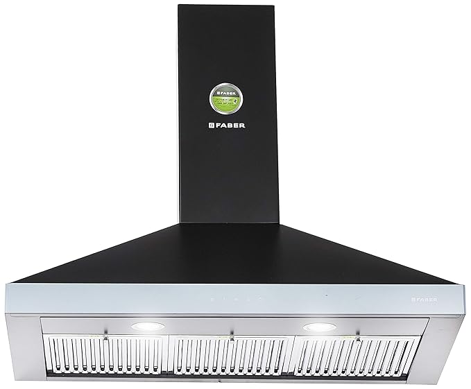 Faber 90 cm 1095 m3/hr box-type Kitchen Chimney (Hood Topaz Smart 3D T2S2 BK TC LTW 90, Baffle Filter, Touch Control, Black)