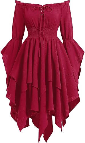 Renaissance Costume Women Ren Faire Dress Off Shoulder Corset Pirate Dress