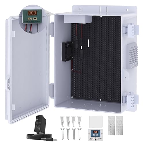 Caja eléctrica para exteriores, caja de conexiones eléctricas impermeable IP65 carcasa de plástico ABS con ventilador y termostato y adaptador de